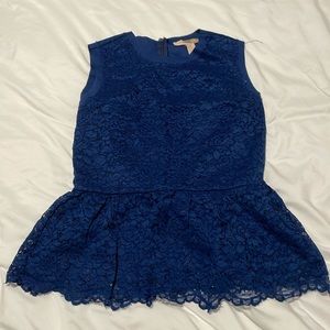 Navy blue peplum top with lace